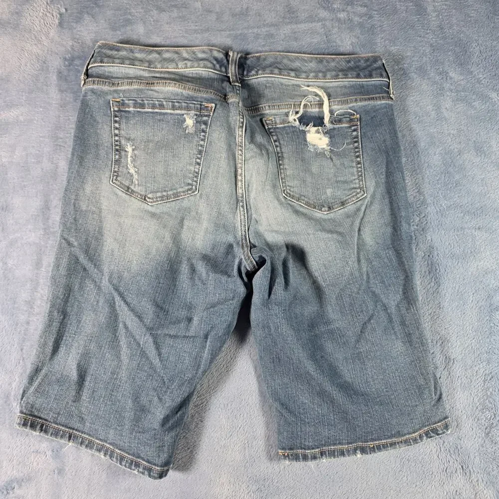Torrid Women’s Size 14 Distressed Denim Bermuda Shorts Medium Wash Ripped